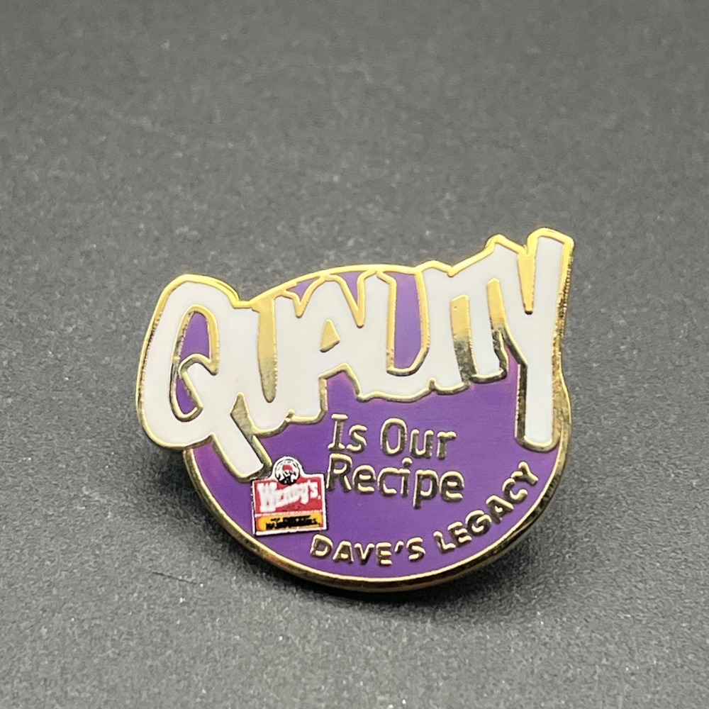 Wendy's Dave's Legacy Quality Is Our Recipe Fast Food Employee Lapel Hat Pin